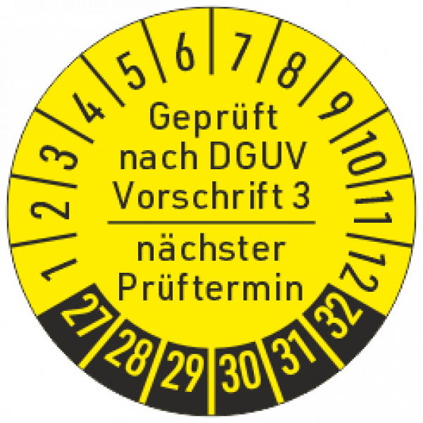 Pruefplakette DGUV Vorschrift 3, checked by DGUV V3
