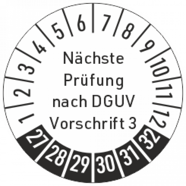 Prüfplakette nächste Prüfung DGUV V3
