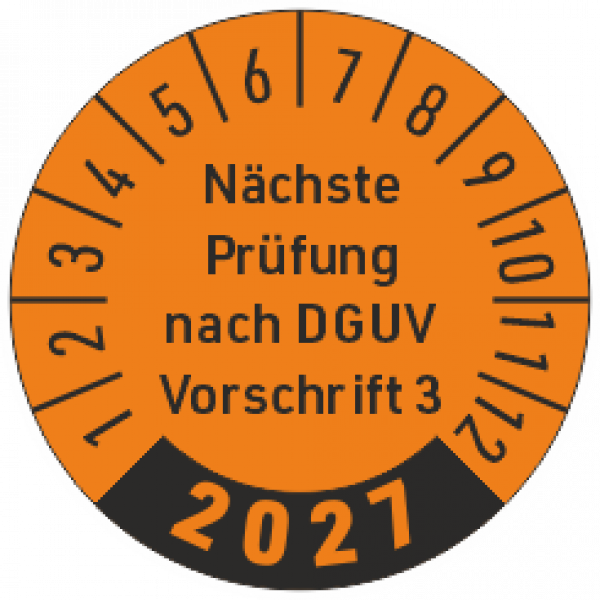 Prüfmarke Nächste Prüfung DGUV Vorschrift 3