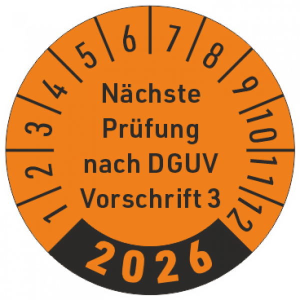 Prüfmarke Nächste Prüfung DGUV Vorschrift 3