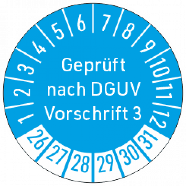 Prüfsiegel Geprüft nach DGUV Vorschrift 3