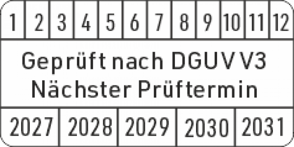 Prüfplakette DGUV Vorschrift 3
