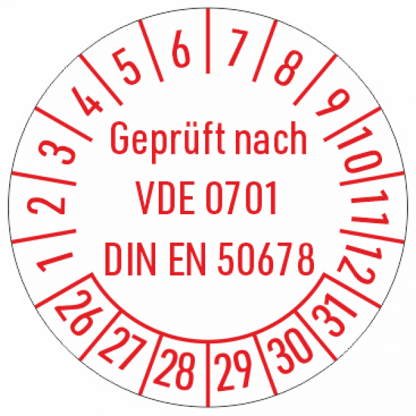 Prüfplaketten Geprüft nach VDE 0701