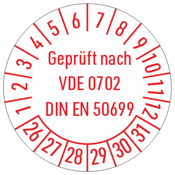 Prüfplaketten Geprüft nach VDE 0702