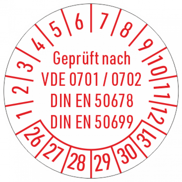 Prüfplaketten Geprüft nach VDE 0701/0702