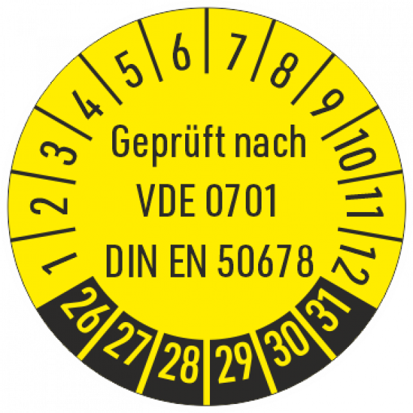 Prüfplaketten Geprüft nach VDE 0701