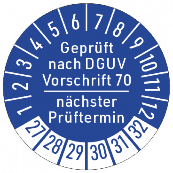 Prüfaufkleber DGUV V70