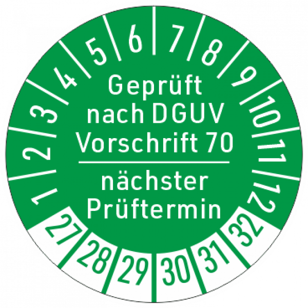Prüfaufkleber DGUV Vorschrift 70