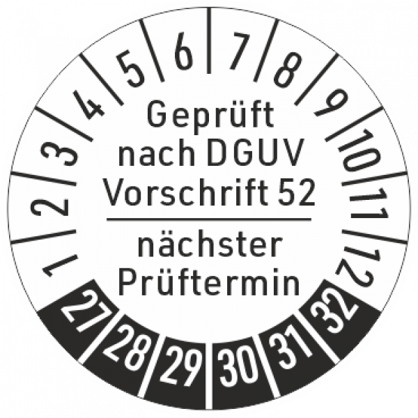 Prüfplaketten DGUV Vorschrift 52 Krane