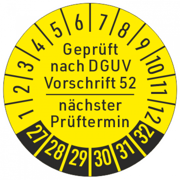 Prüfplaketten DGUV Vorschrift 52 Krane