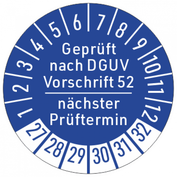 Prüfaufkleber DGUV V52 Kranprüfung