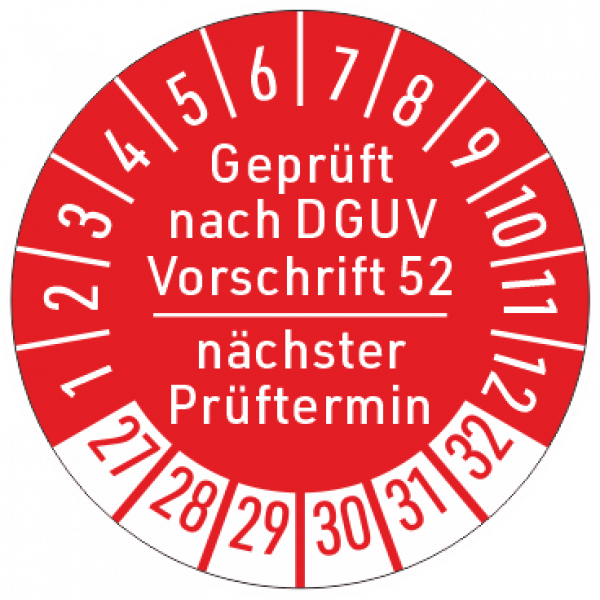 Prüfplaketten DGUV V52 Kranprüfung