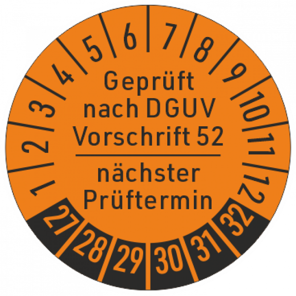 Prüfplaketten DGUV Vorschrift 52