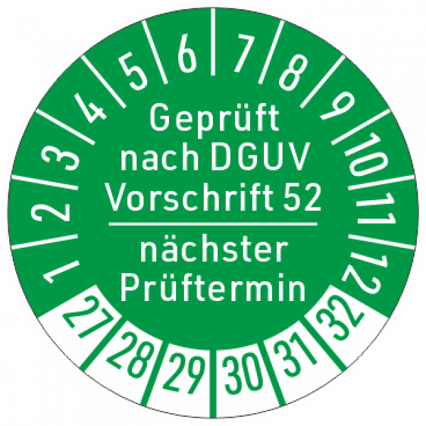 Prüfaufkleber DGUV V52 Prüfung Krane