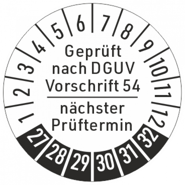 Prüfplaketten DGUV Vorschrift 54