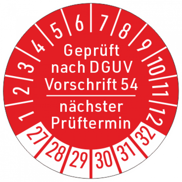 Prüfaufkleber DGUV Vorschrift 54