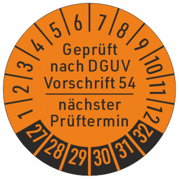 Prüfplakette DGUV Vorschrift 54